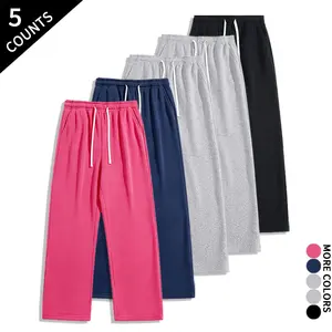 “5-Pack/5 Counts” drawstring high-waisted athletic pants, 5-piece set, loose and flowy street-style athletic pants