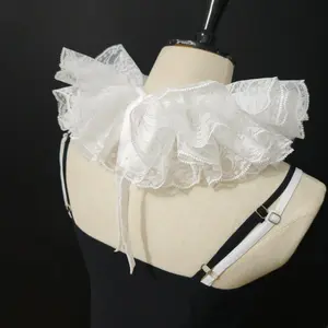 Puffy  lace fake  ruff , clown  performance festival, stage photography props Adjustable  Pearl Collar