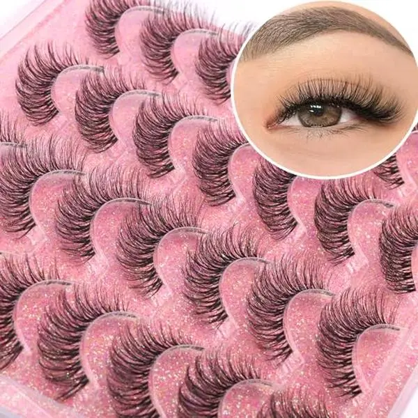 14mm Lashes Natural Look Wispy Eyelashes Fluffy Faux Mink Lashes Clear Band Short Natural False Lashes Cat Eye Daily Soft Strip Lashes Pack