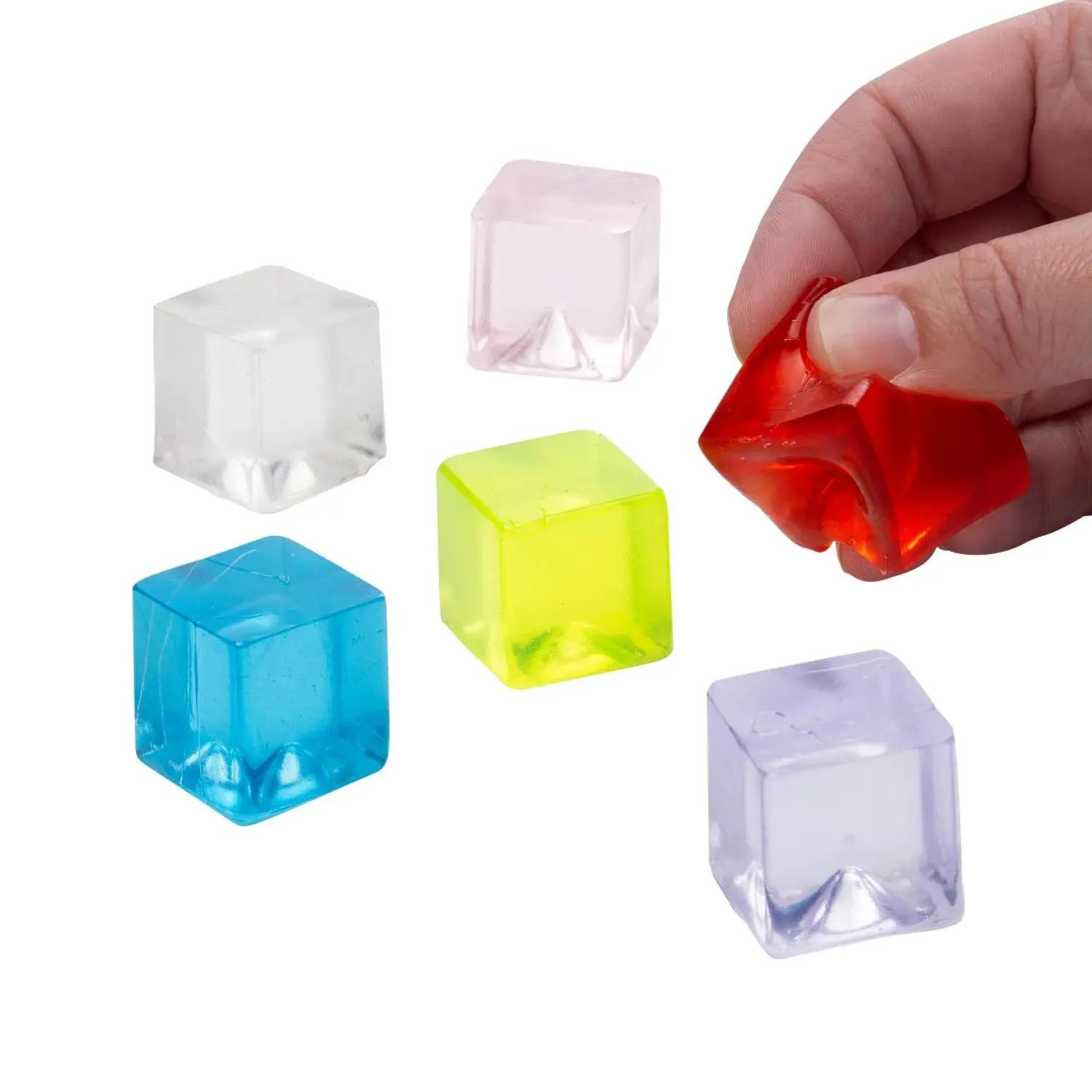 1" Bulk Mini Sticky Squish Colorful Rubber Cubes