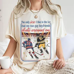 The Only ICE I Like Is The Ice My Two Gay Boyfriends Skate Around On Comfort Colors Shirt, Hockey Romance Fan Gift