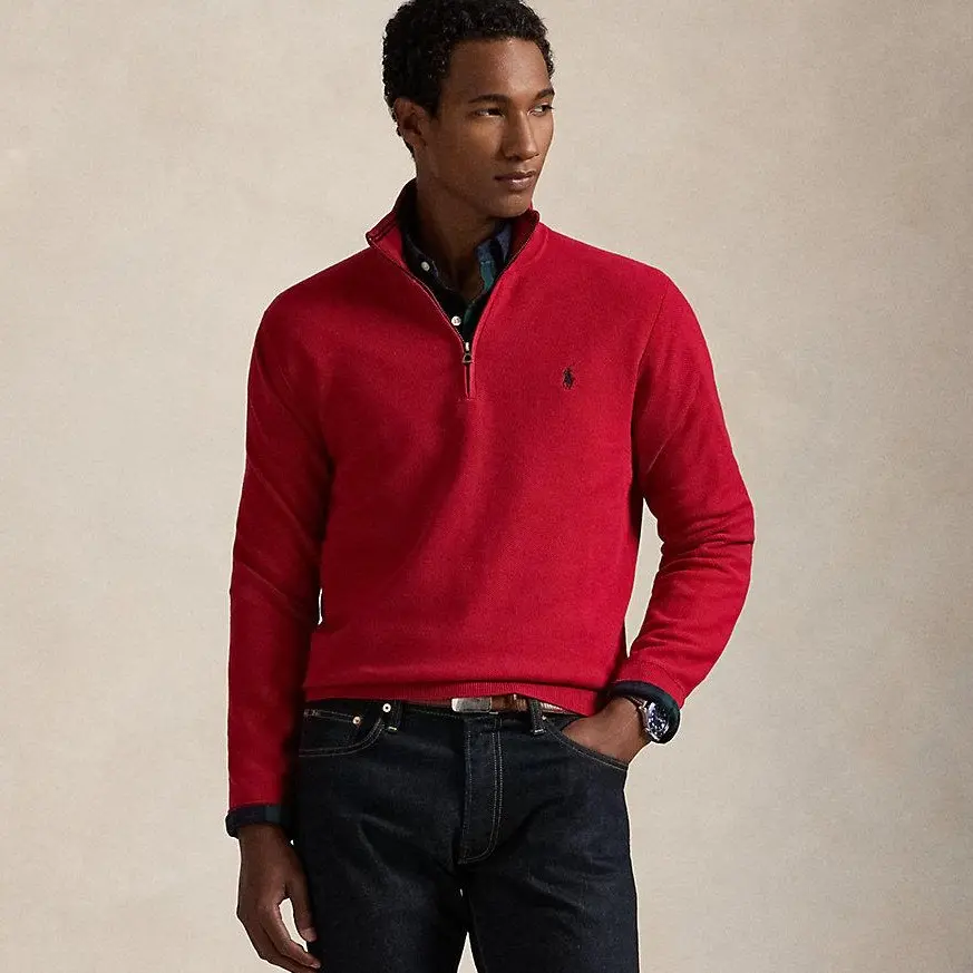 Polo Ralph Lauren - Mesh-Knit Cotton Quarter-Zip Sweater Polo Ralph Lauren - Mesh-Knit Cotton Quarter-Zip Sweater