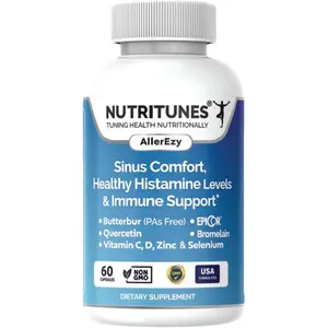 Respiratory, Sinus & Immune Support Supplement – Butterbur (PA-Free), EpiCor, Quercetin & Bromelain – 60 AllerEzy Capsules