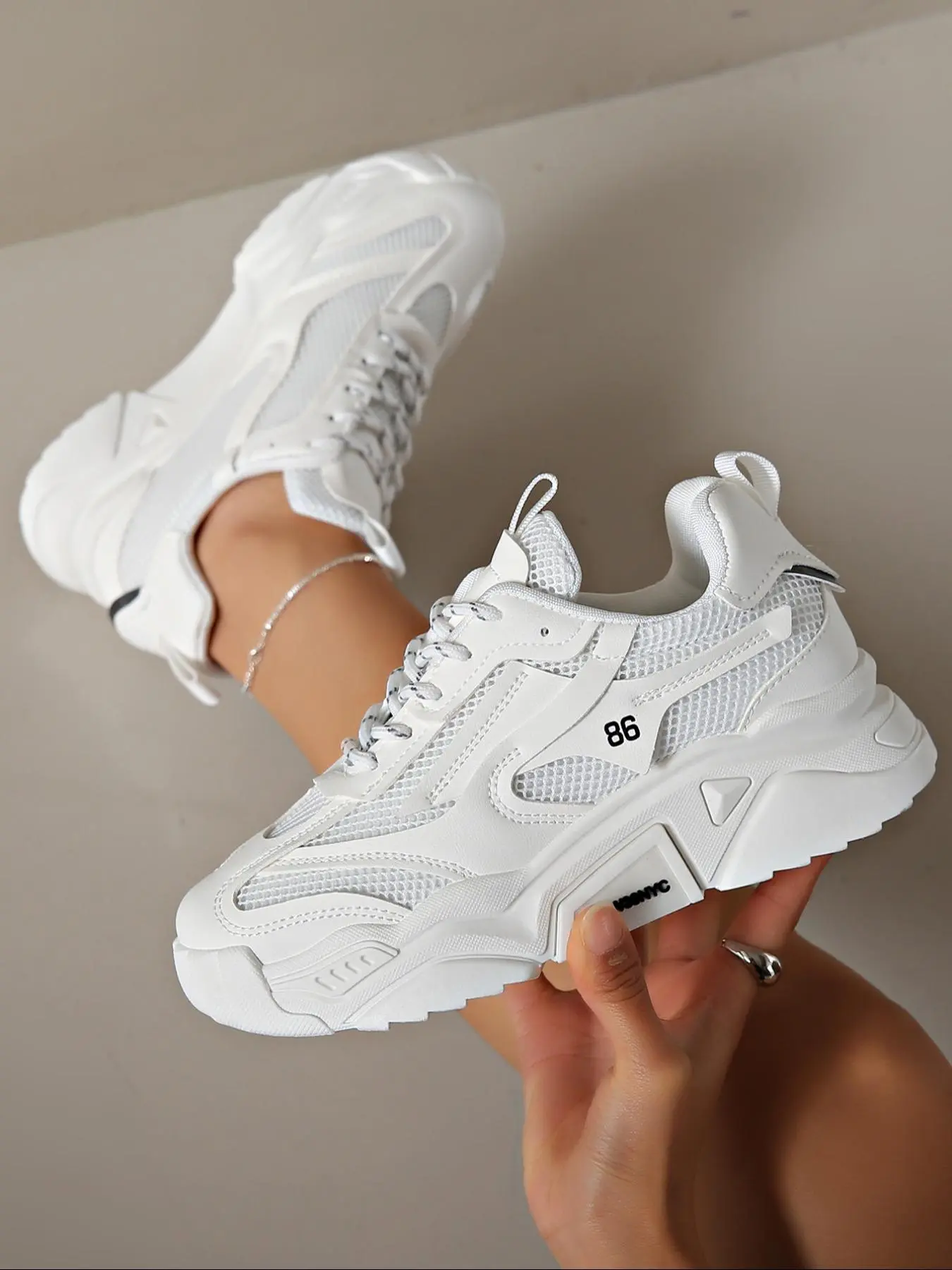 Women's Fashionable Breathable Mesh Sneakers, Trendy running shoes, Casual Comfortable Sports Running Shoes, All-match Round Toe Chunky Sneakers for Daily Wear, Runner Athletic Shoe, Sporty running shoes, Running Sports Footwear