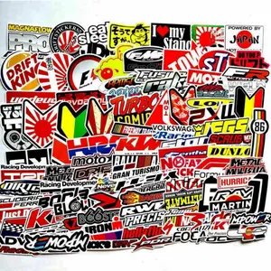 Automotive Sponsor JDM 100 Decals Stickers Pack V1 Car Racing Turbo Drift Lot Featuring Popular Brands & Designs