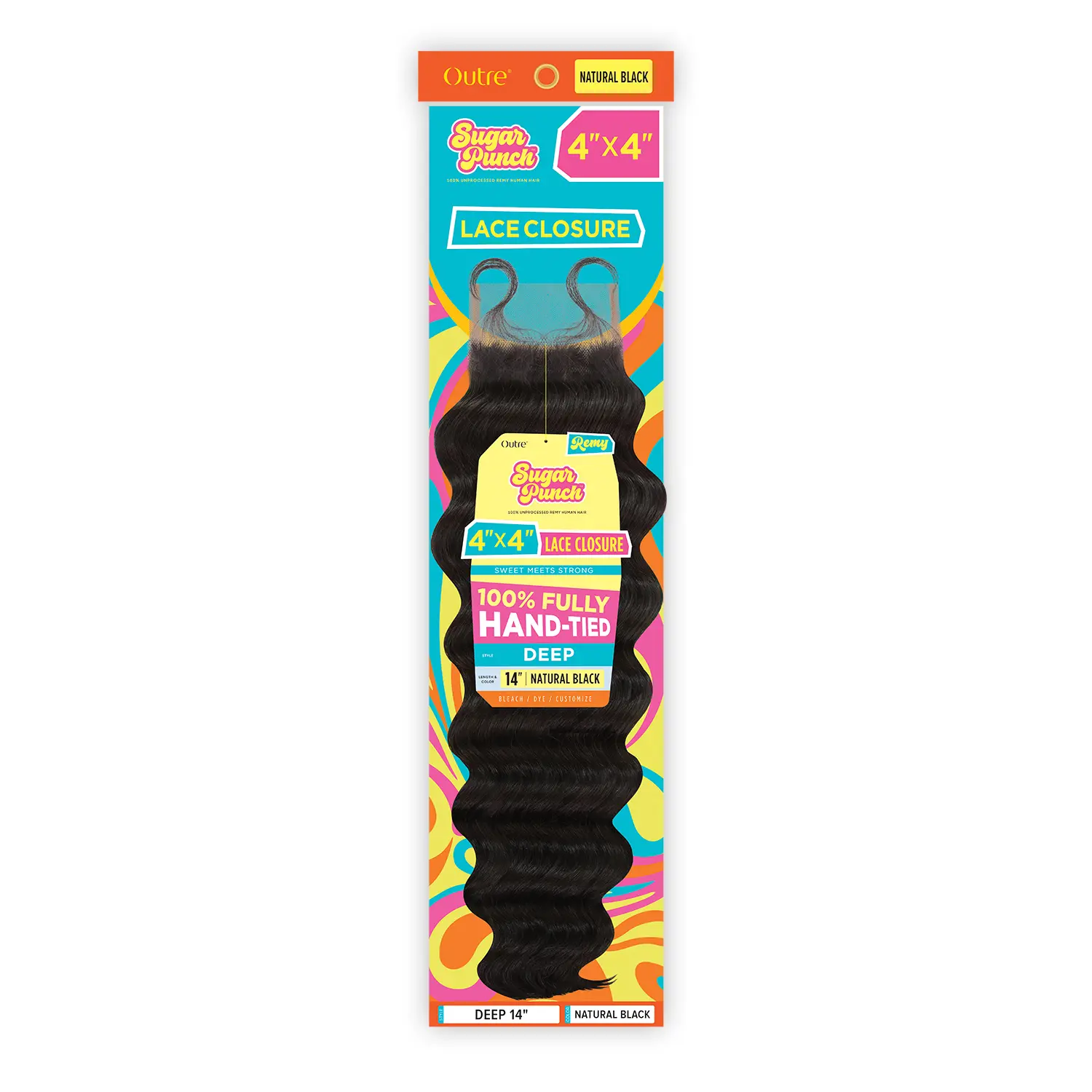 Outre Unprocessed Remy Human Hair HD Lace Closure Sugar Punch 4X4 Deep (10"-14")