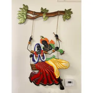 Metal Jhula Radha Krishna - 19"x32" - Medium size - Different colors, please check all pictures.