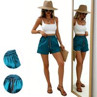 Lightweight, Breathable Lake Blue Slit Shorts