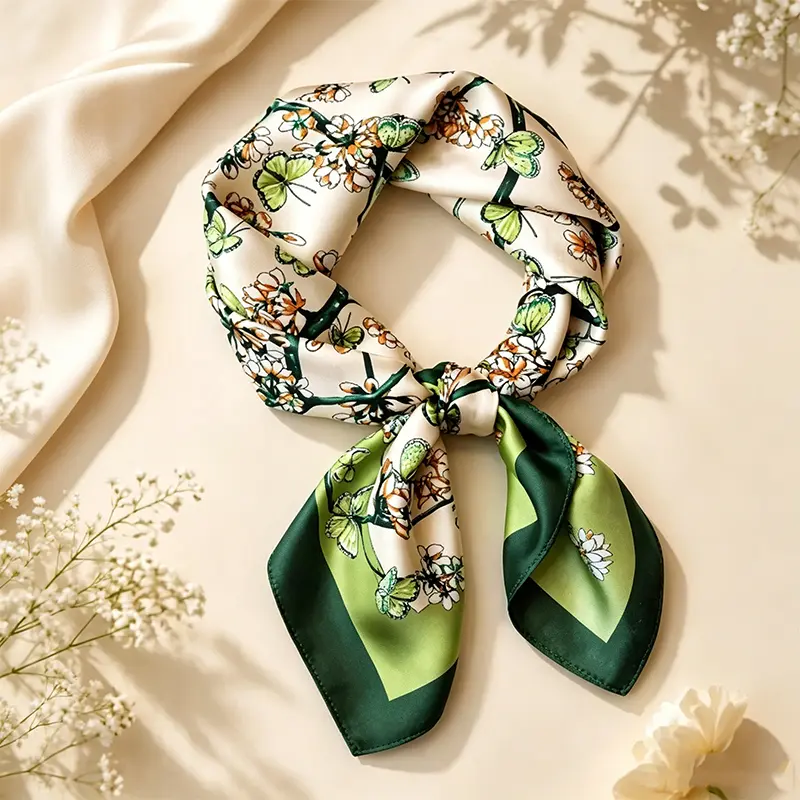 Women's Square Neckwear & Wrap, Elegant Floral Print Design, All-Season Accessory for Daily & Outdoor Use, Scarf, Fashion Headscarf, Female, All Seasons