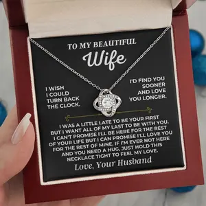 Wife Necklace From Husband, To My Wife Necklace, Soulmate Necklace For Women, Wife Jewelry Birthday Christmas Valentine's Gifts, Message Card & LED Box