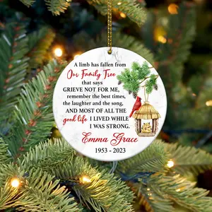 Memory Christmas Ornament, Memorial Christmas Round Ornament Sublimation, Merry Christmas Ornament, Christmas Gifts, Gift Ideas For Family, Gift For Her, For Him,Thanksgiving, New Year
