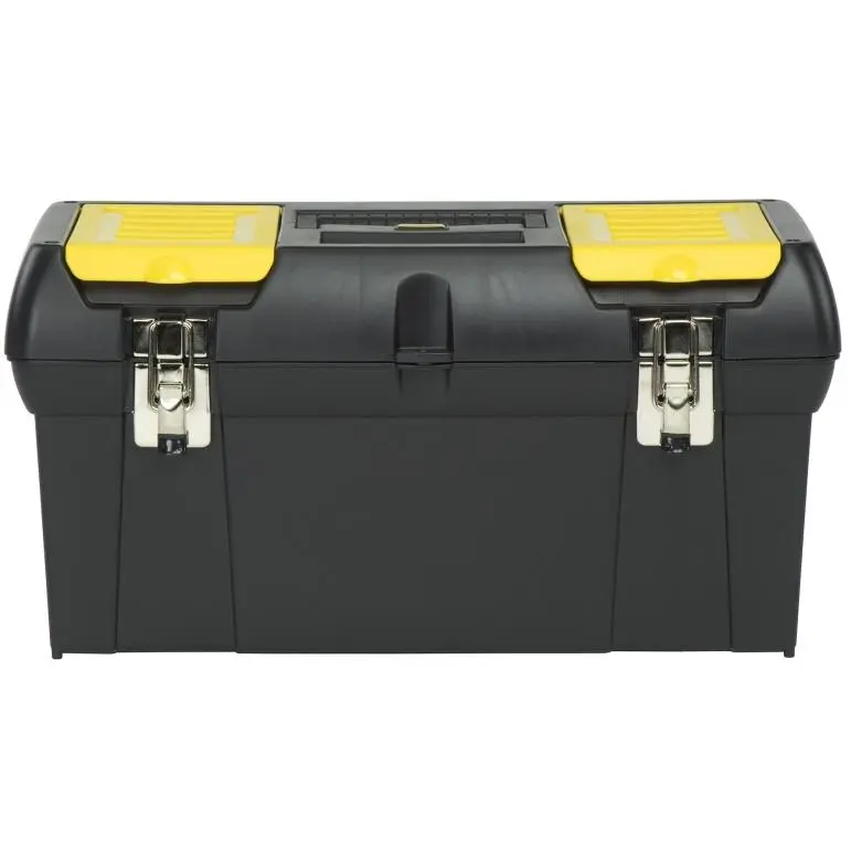 212 MAIN 24 in. Stanley Series 2000 Toolbox With Tray, Construction Tool Organizer, Rubberized Design, Padlock Hole (Model 024013S), Grip Handle