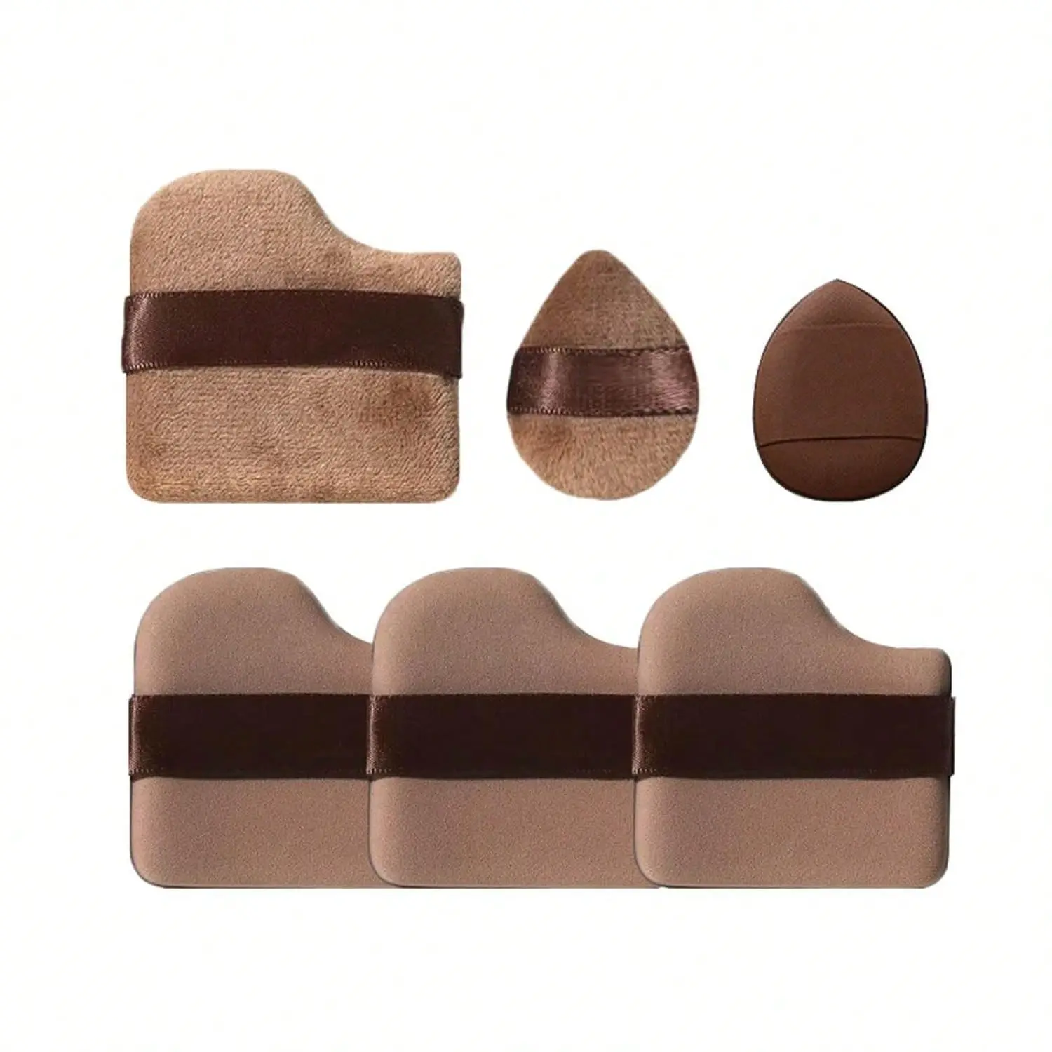 Coffee Brown Dual-Use Makeup Puffs (6 in 1 Box), Soft Mini Cushion Sponges for Wet Concealer, Dry Loose Powder & Setting Powder Application, Smooth Flawless Base Makeup Tool