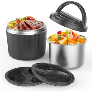 Electric Lunch Box  Warmer - 105W Fast Heating Lunch Box with Dual 27-Ounce SS Containers - 110V Portable  Heater for Travel, Office, & On-the-Go -  for Men, Women, Adults