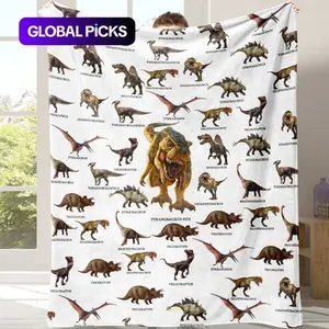 Dinosaur Print Cozy Blanket, 1 Count Soft Comfortable Warm Napping Throw, Sleeping Bedding Supply for Home, Office or Travel, Decorative Giftable Blanket #GLOBAL PICKS
