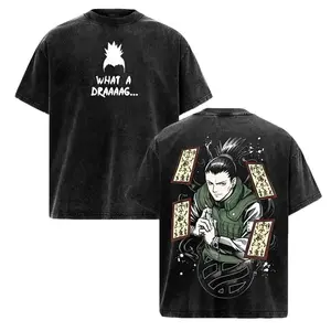 Shikamaru Nara What a Drag Vintage Washed Tee, NRT Anime Oversize Cotton T-Shirt, Manga Graphic Shirt, Retro Ninja Streetwear Unisex Graphic Tee