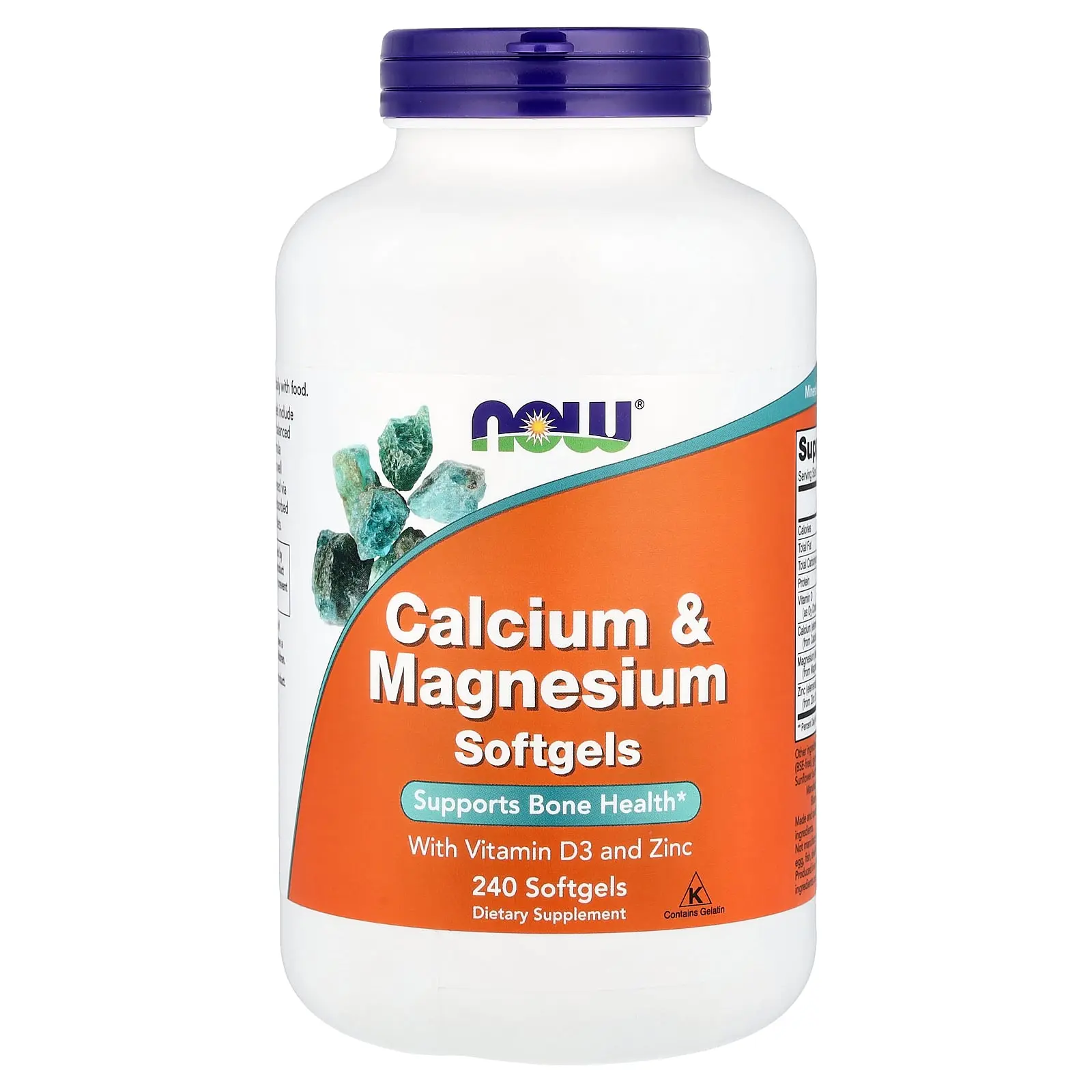 NOW Foods Calcium & Magnesium With Vitamin D-3 and Zinc, 240 Softgels