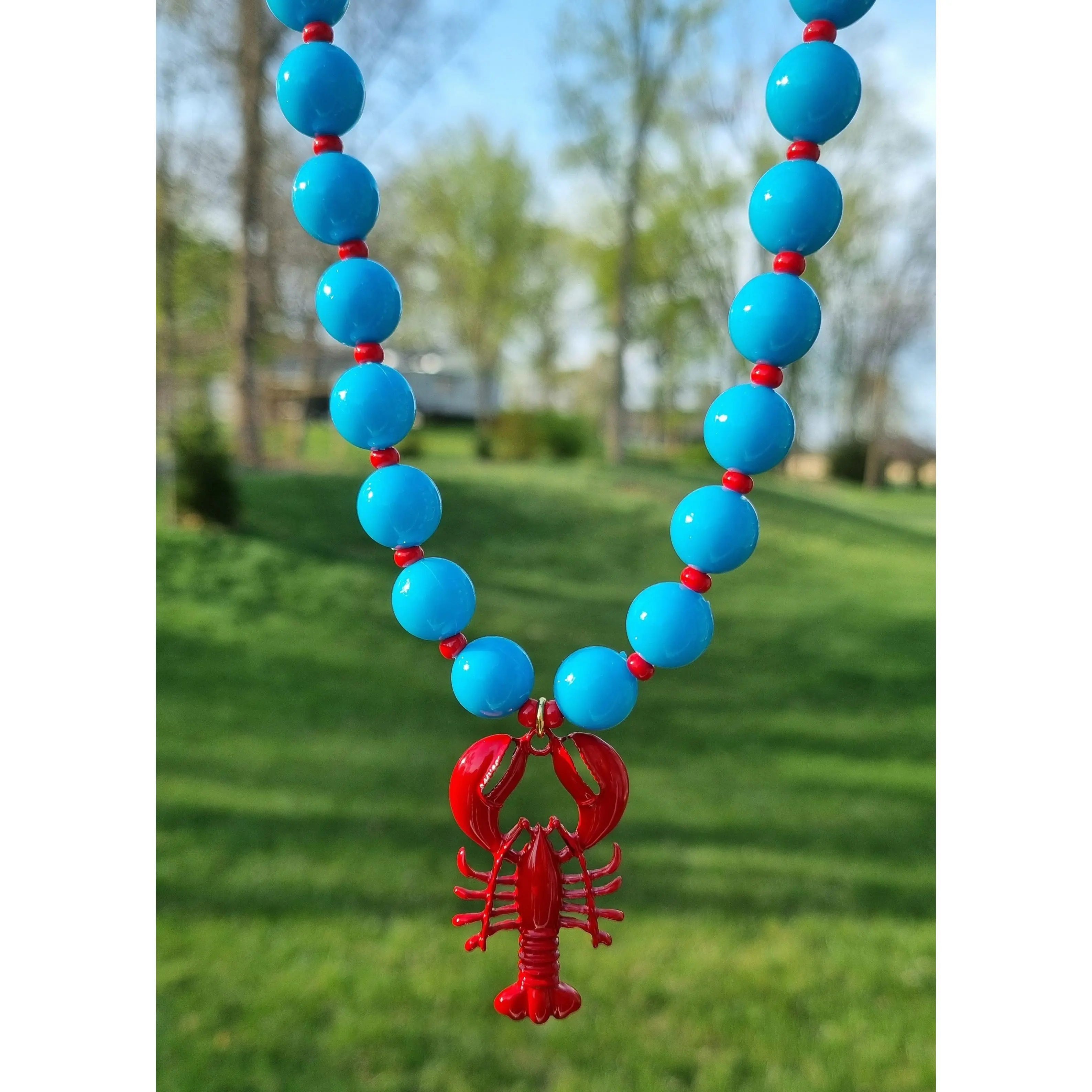 Chunky Necklace – Capri blue Lobster
