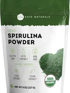 Organic Spirulina Powder for Immune Support and Antioxidants. Nutrient Dense Superfood Supplement (8 oz, USDA Certified, Non-GMO, Gluten- Free)