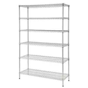HDX 6-Tier Commercial Grade Heavy Duty Steel Wire Shelving Unit in Chrome (48 in. W x 72 in. H x 18 in. D)