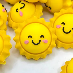 Here Comes The Sun 3D Silicone Focal Beads - Sun Shaped Beads Sunshine Craft Supplies DIY Summer Crafting