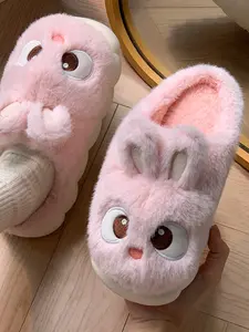 Cute Bunny Ears Slippers for Girls, Home Comfort Warm Shoes, Fuzzy Warm Slippers, Soft Slippers, Indoor Slippers, Available in Four Colors, Essential for Fall & Winter