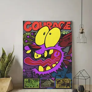 1pc, Courage The Cowardly Dog Canvas Print, Wall Art, Vibrant Cartoon Poster, Living Room & Bedroom Decor, Artistic Home Decoration