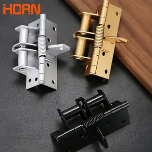 Automatic Door Closing Spring Leaf Mounting Hinge, 1 Count Right Angle Locator, Multifunctional Door Closer Includes 8 Screws, Easy to Install and Adjust, Adjustable Door Hinge, Door Hardware