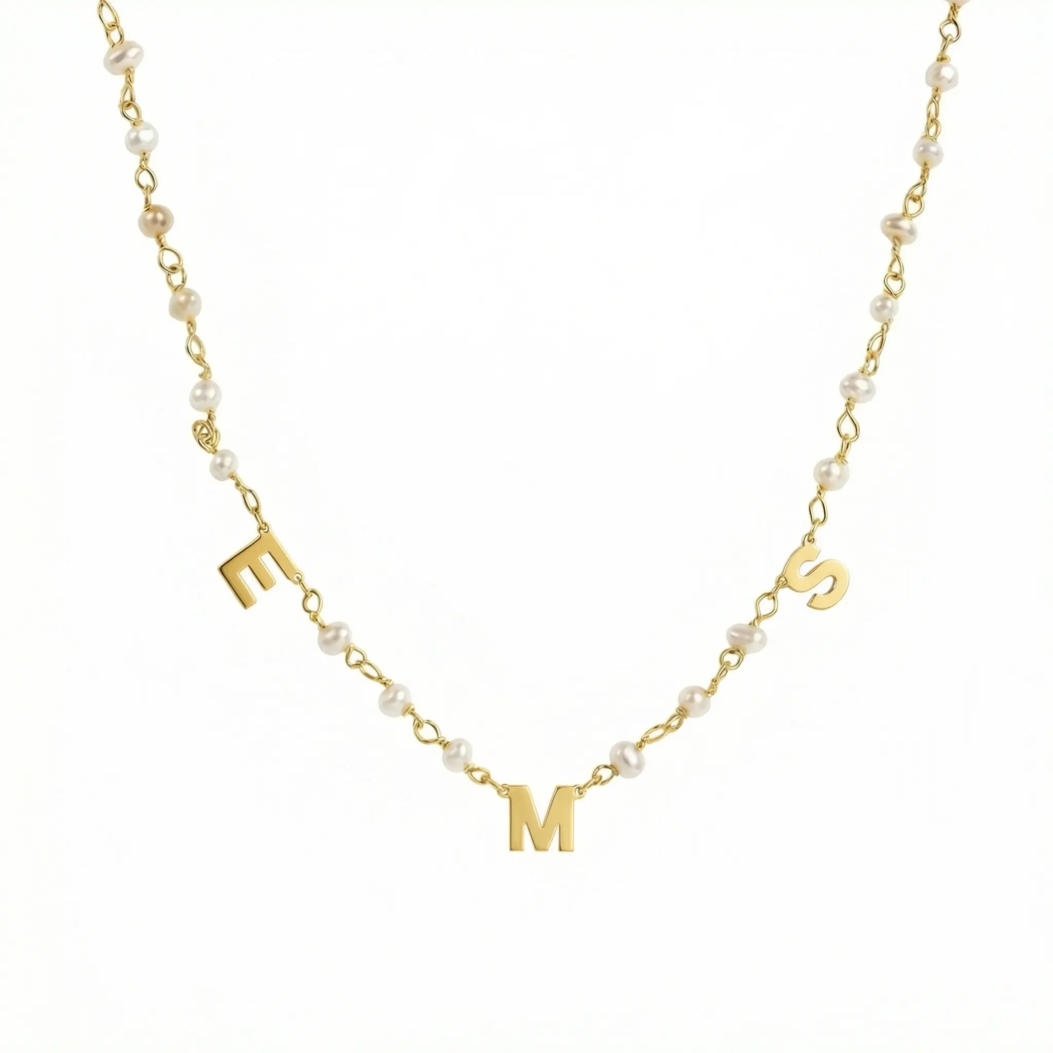 Personalized Initial Pearl Necklace | Gold Necklace – Solid 925 Sterling Silver, Thick Real 18K Gold Plating – personalized jewelry, custom jewelry, bridesmaid gift, monogram present – Gift for Her, Mom & Best Friend, Mother's Day, Anniversary & Birthday