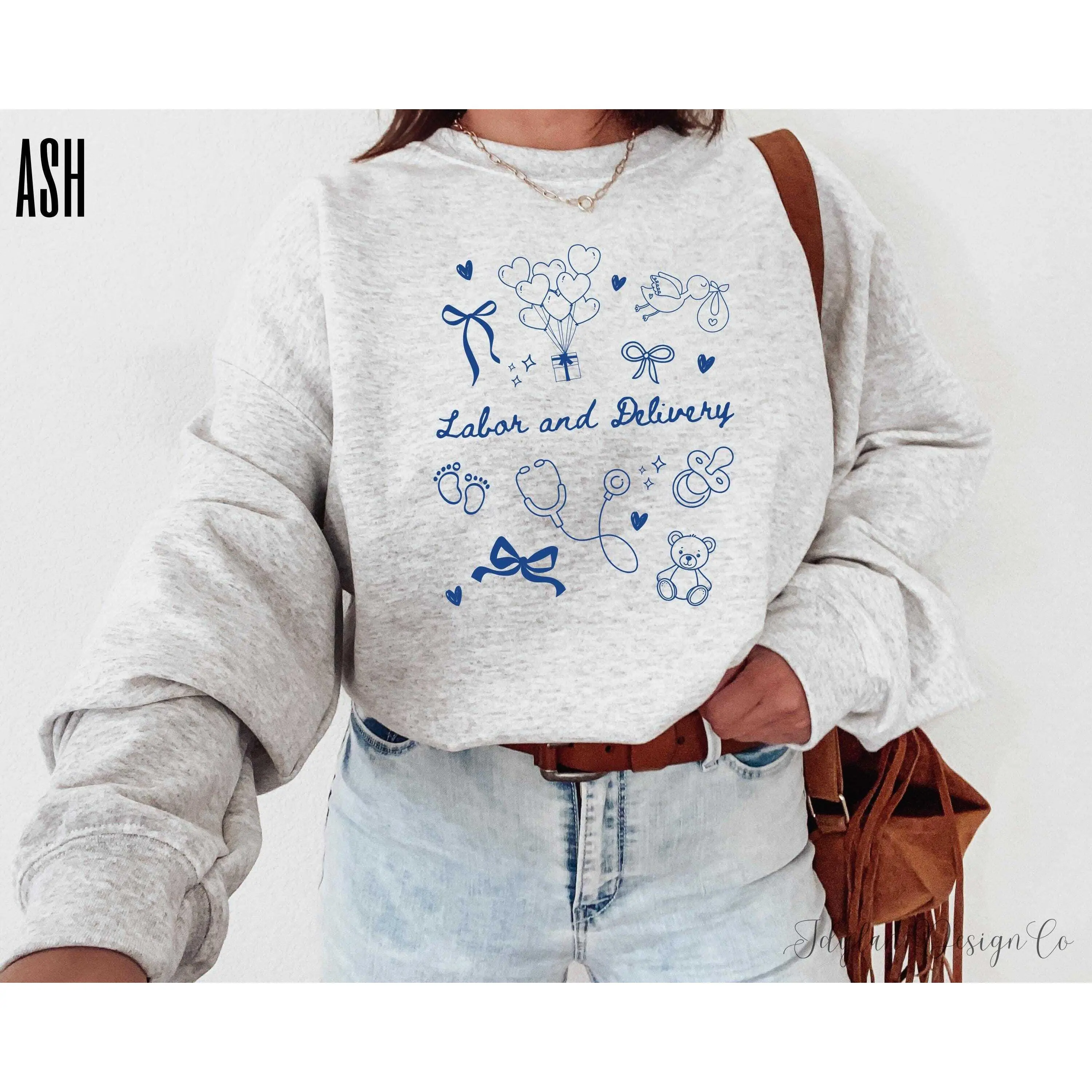 Labor and Delivery Nurse T-Shirt OR Sweatshirt  , Nurse shirt for Mother Baby Registered Nurse Mom Baby Sweatshirts Gift for Nicu Nurse Crewneck Cotton Fabric