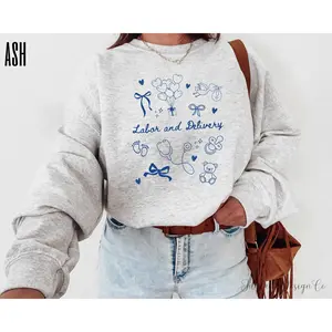 Labor and Delivery Nurse T-Shirt OR Sweatshirt  , Nurse shirt for Mother Baby Registered Nurse Mom Baby Sweatshirts Gift for Nicu Nurse Crewneck Cotton Fabric
