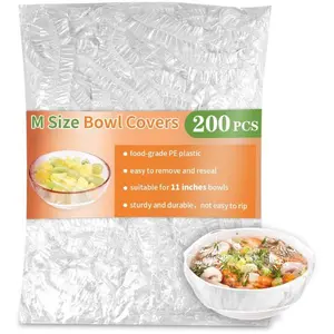 Summer 200 Pcs Bowl Covers for Bread Proofing, Plastic Shower Caps for Sourdough Bread, Food Covers Stretch Reusable Elastic, Keep Food Fresh and Dust Away Cookware Disposable