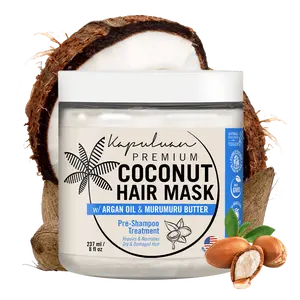 Kapuluan Coconut Hair Mask Pre-Shampoo Treatment with Argan Oil and Murumuru Butter 8oz Conditioner Haircare