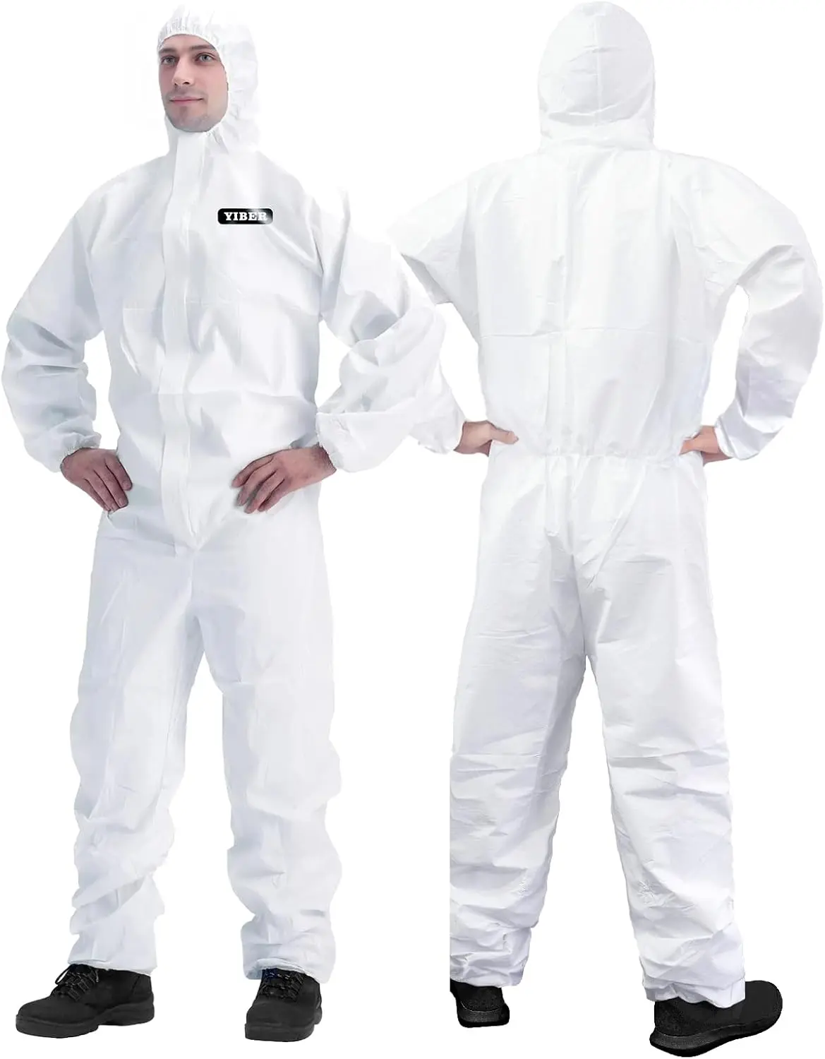 Disposable Hazmat Suit Coverall - Soft Fabric Workwear Uniform Garment, Full Body Painters Suit for Men & Women, 7 Sizes, Multiple Specifications, Small, White, 1