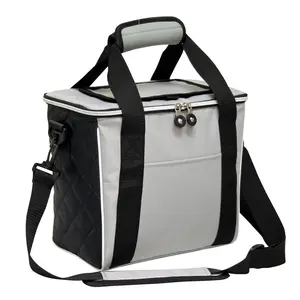 Preferred Nation P7219.SILVER-BLACK Refresher Cooler Bag, Silver & Black - Durable Insulated, Quilted, Lightweight Lunchbox Cooler Pack, Durable Insulated Bag, Quilted Bag