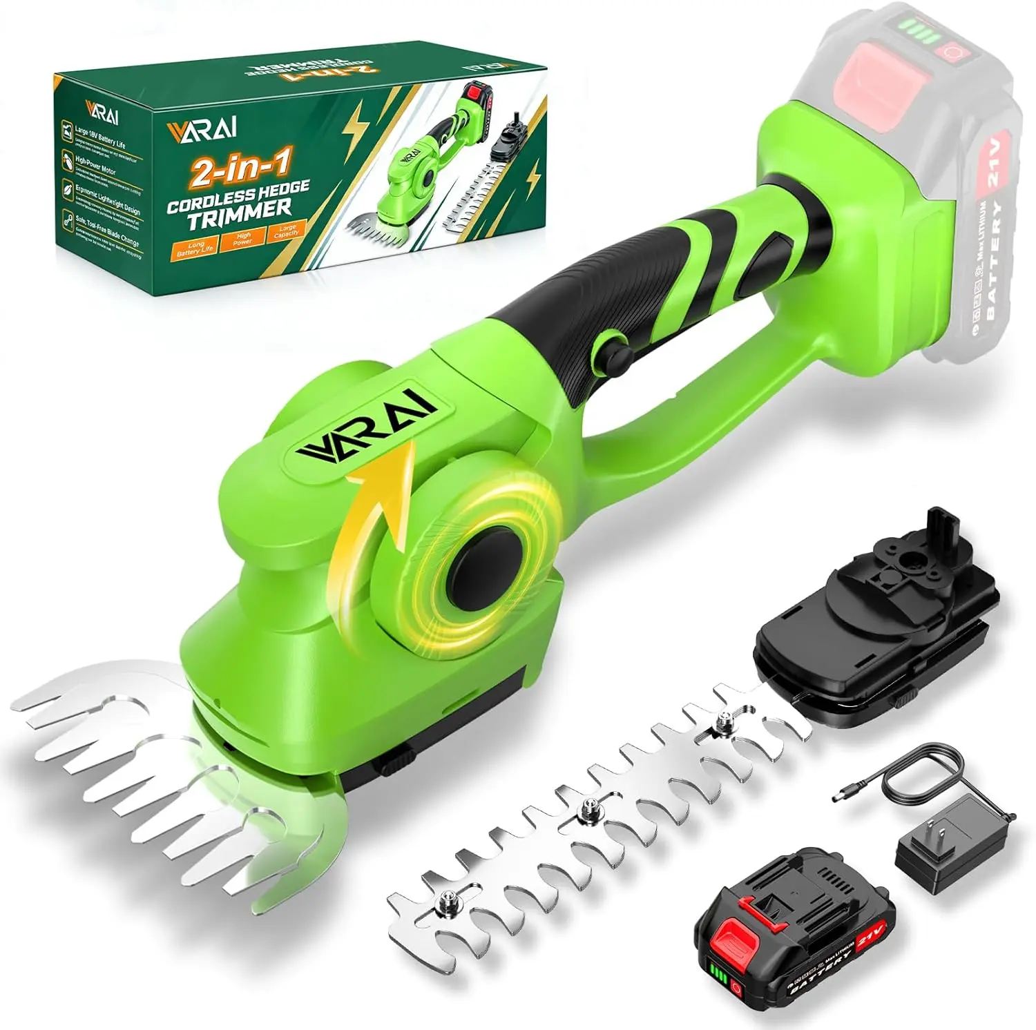 600W Power 2-in-1 Cordless Hedge Trimmer - 21V Battery-Operated Garden Pruning Tool for Shrub, Tree Shrub Trimming, Lightweight for Home Use, Shrub Trimming Tool