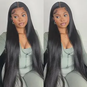 Pizazz Hair Pre Bleached Straight Lace Front Wigs  13x6 HD Transparent Lace Front Human Hair Wigs For Women Pre Plucked Hair Line