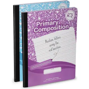Primary Composition Notebooks K-2-2 Pack, 200 Pages (100 Sheets) Primary Composition Notebook for  - 9-3/4 x 7-1/2 - Primary Ruled, 2 Pack