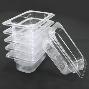 Hakka 6 Pack 1/9 Size Food Pan 2.5" Deep Clear Polycarbonate Storage Container