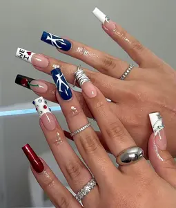 HelenNails - Love Me Zebra Print Press-On Nails | Long Square French Tip Design | Birthday & Holiday Nail Art - HL216