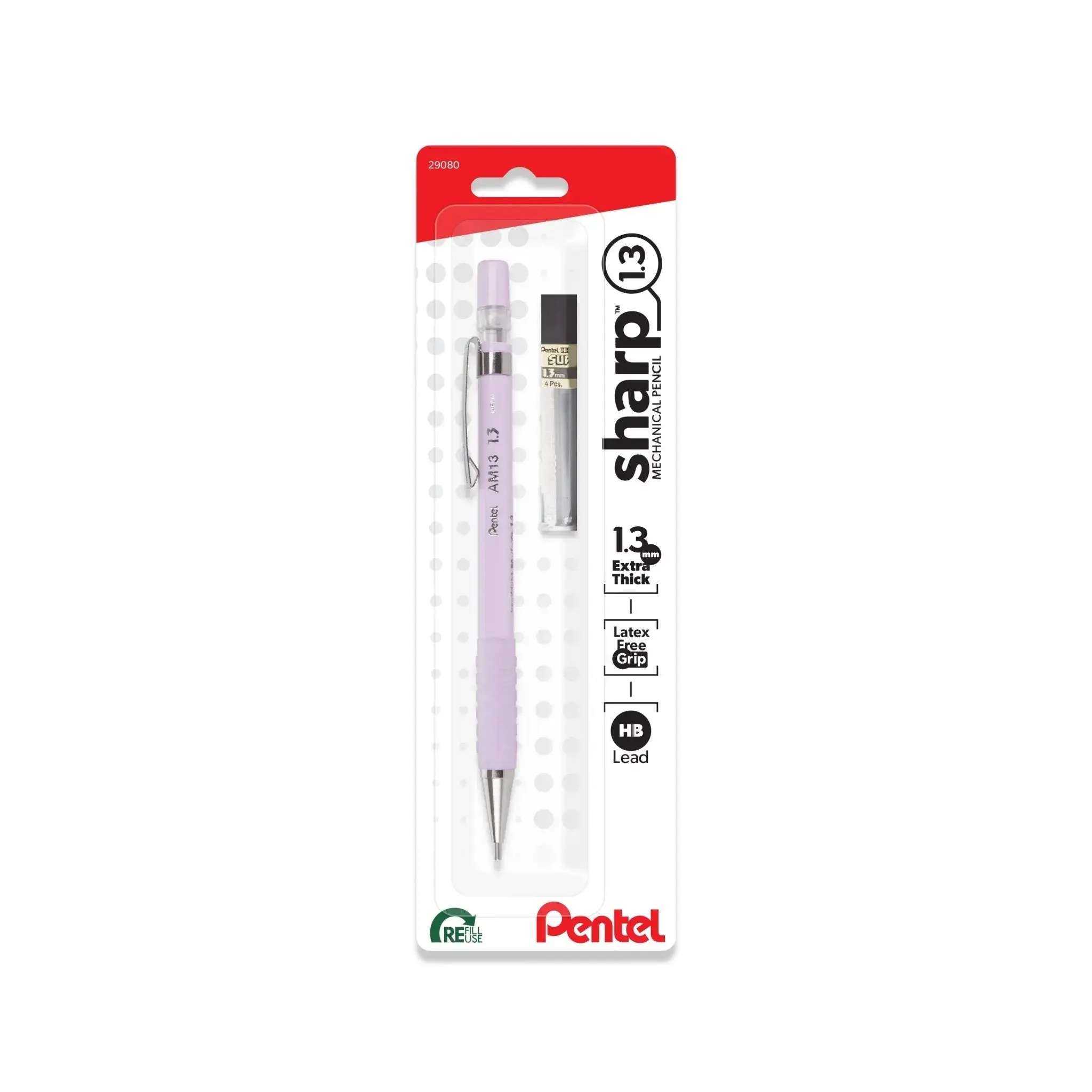 Sharp 1.3mm Lead Mechanical Pencil - Purple Pastel Durable Barrel, Ergonomic Comfortable Grip, Writing Stationery, Drawing Supplies, Smooth Writing, Hassle-Free Lead Refill for Artists’ Creative Tasks