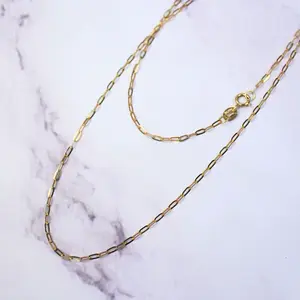 18K Solid Gold Paperclip Chain Gabby Necklace: Dainty Minimalist Jewelry