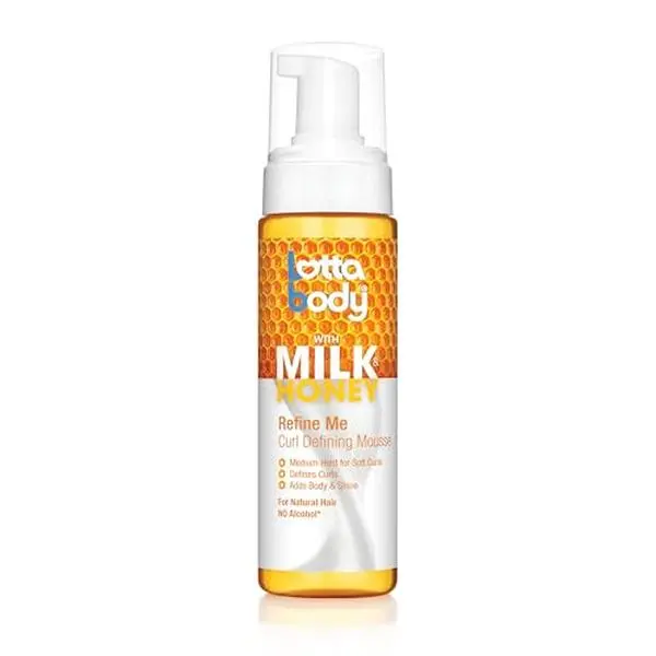 Lottabody Refine Me Curl Defining Mousse with Milk & Honey, Lightweight, Moisture-Rich Frizz-Control Styling Mousse for Softly Defined Natural Curly & Coily Hair, 7 oz