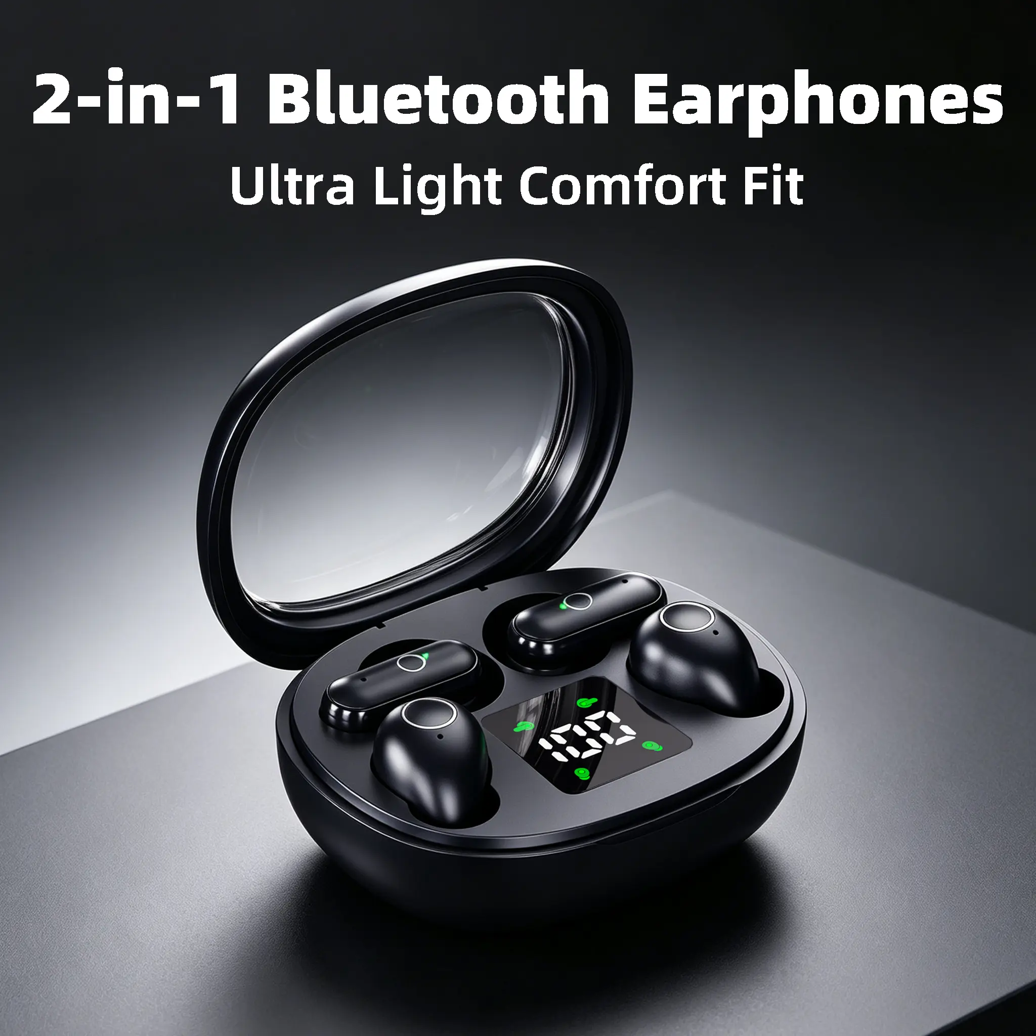 2-in-1 Ultra Tiny Bluetooth Sleep Earbuds - Compact Hidden In-Ear Design, Gentle & Soreness-Free for Long Wear, No Squeeze for Side Sleeping, Blocks Snoring & Ambient Noise, Touch Control, Long Battery Life, for Sleep & Commute Use