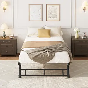 Trundle Day Bed with Lockable Casters,Foldable Metal Platform,White