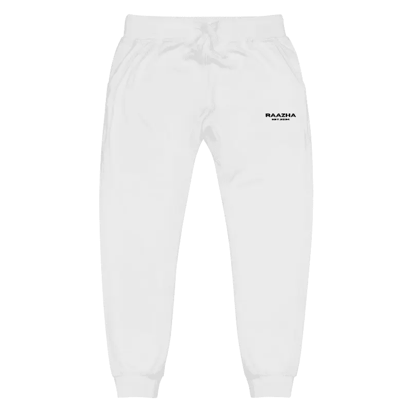 Raazha Staple White Cotton Sweatpants with Minimalist Logo Embroidery for Everyday Wear Comfortable & Stylish Design