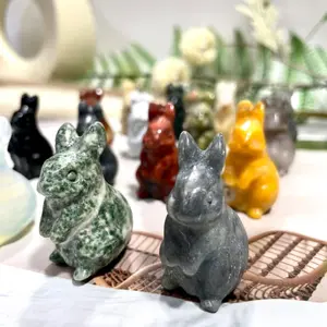10 Counts Different Material Rabbit Crystal Clear Quartz Rose Quartz Larvikite Red Obsidian Fire Quartz Amethyst Healing Stone Home Decoration