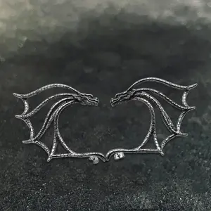 GTHIC Evil Dragon Stainless Steel Ear Cuff Earrings Stylish Prom Earrings for Women Daily Wear