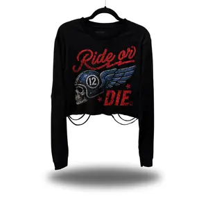 RIDE OR DIE ROAD RASH CROP LONG SLEEVE TEE
