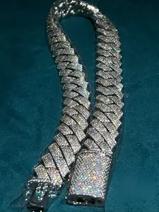 20Mm Hip Hop Rap High-end Hip Hop Diamond-encrusted Cuban Chain Trend Four Rows Full of Diamond Cuban Necklaces, Personalized Cuban Chain Bracelets, Jewelry. Easter Gifts Unisex Jewelry Iced Out Chains